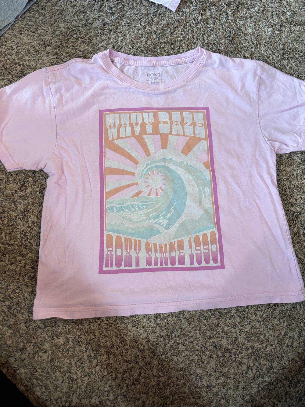 Roxy Pastel Pink Retro Wave Graphic Tee